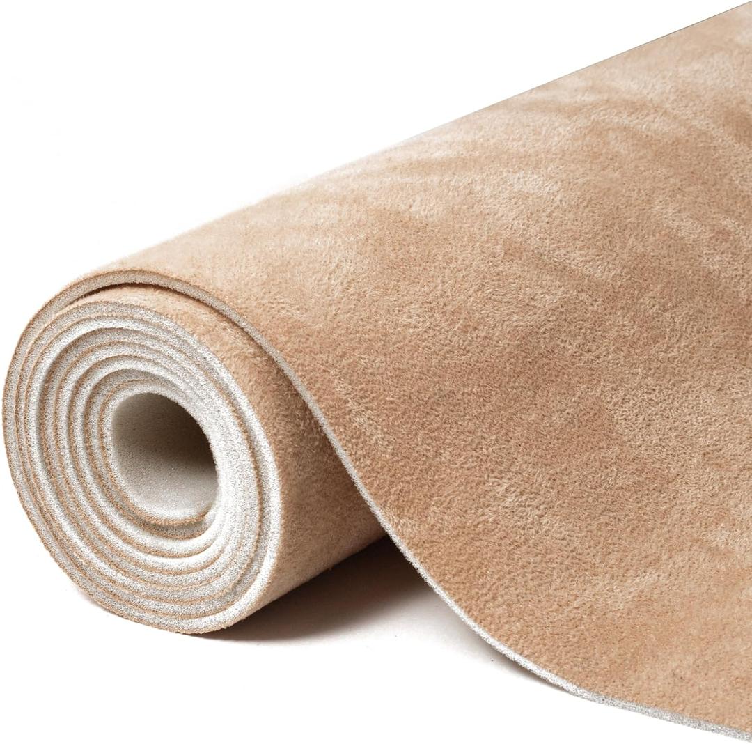 Suede Auto Headliner Fabric 122" L  60" W with Foam Backing - Tube Packaging -Beige Interior Replacement Material for Car/Truck/SUV/RV Roof - Home Repair/DIY Headliner Material