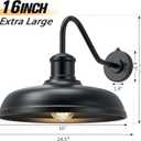 16 Inch Dome Dusk to Dawn Gooseneck Barn Light Outdoor, Large Farmhouse Exterior Light Fixture Wall Mount, Industrial Outdoor Wall Sconce Outside Lantern for House, Porch, Garage, Entryway, Black, 16 Inch Diameter