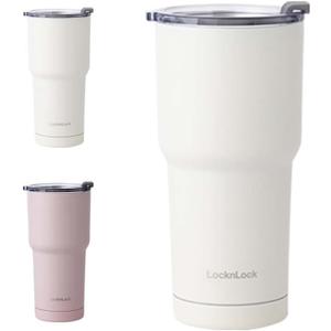 LocknLock Pure Tumbler Ivory 16oz, BPA-Free Double Wall Stainless Steel Vacuum Insulated Tumbler for Coffee, Tea and Water, Thermal Travel Mug Cup for Hot & Cold Beverage (Medium)