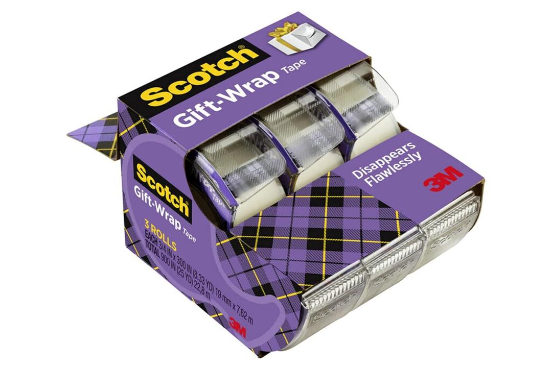 Scotch Giftwrap Tape, 3/4 in x 300 in, 3 Rolls - Satin-Finish Tape for Gift Wrapping