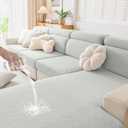 hyha Waterproof Couch Cushion Covers for Sectional Sofa, Sofa Slipcover Washable, Sectional Chaise Lounge Couch Covers L Shape for Pets with Elastic Bottom(Chaise, Light Grey)