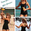 Daci Tankini Swimsuits for Women - Two Piece Tummy Control Swimsuits Ribbed Tankini Top with Shorts Button Bathing Suits (M)