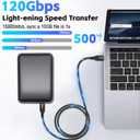 Herfair Thunderbolt 5 Cable (6FT) 120Gbps USB4 2.0 Cable [USB-IF Certified] Type C to C Connector Cord with 120Gbps Bandwidth/PD 240W Charging/16K Video for SSD,MacBook M4 Pro,iPhone 16,eGPU,More