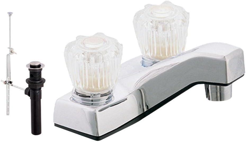 EZ-FLO Non-Metallic Two-Handle Lavatory Faucet, Bathroom Sink Faucet with Washerless Cartridge, Chrome Finish, 10256N