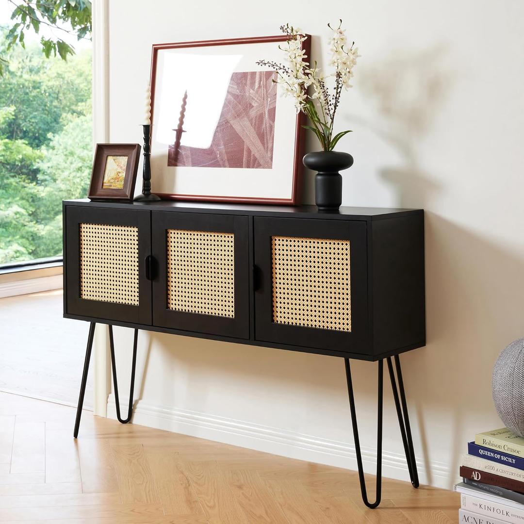 Netstar Entryway Table, Sofa Table, Console Tables for Entryway, Behind Couch Sofa Narrow Long, Foyer Tables w/Storage Drawers for Entry Way Hallway Living Room, Wood Boho Farmhouse, Black