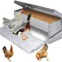 Stainless Steel Chicken Feeder Automatic Treadle Feeder for Outdoor,15lb Poultry Feeder No Waste with Weatherproof Lid,Chicken Coop Food Trough for Chicken,Duck,Bantams,Pheasants