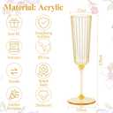 24 Pack Plastic Champagne Glasses Gold Unbreakable Ribbed Champagne Flutes Detachable 5.5 Oz Disposable Wine Stemware Glasses Toasting Cups for Wedding Baby Shower Engagement Thanksgiving Christmas