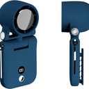 onovatpol Mini Portable Handheld Clip On Rechargeable Personal Hand Fan with LED Display, High Speed Turbo Battery Operated 100 Speeds Small Fan for Travel/Outdoor/Concerts/Lash/Makeup (update blue)