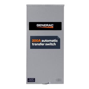 Generac 200 Amp Single Phase Generator Automatic Transfer Switch - Service Entrance Rated - NEMA 3R Outdoor Rated Aluminum Enclosure - Power Management for Indoor and Outdoor Use
