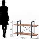 HSH 2 Tier Industrial Solid Wood Bookshelf, Distressed Brown