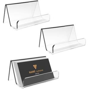 2 x Acrylic Business Card Holder for Desk, Business Card Stand Desktop Business Card Holders for ExhibitionOffice Acrylic Business Card Stand Display Capacity: 50 Cards 3 Pack