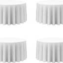 BRILLMAX 4 Pack White Round Tablecloths 120 Inch - Circle Bulk Linen Polyester Fabric Washable Table Cloth Cover for Wedding Reception Banquet Birthday Party Buffet Restaurant