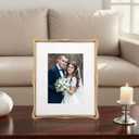 8x10'' Premium Alloy Gold Picture Frame with Acid Free Mat 5x7'',Hi-End Dcor Metal Frames 5x7'' with Black Velvet Backing for Desktop Display and Wall Decor