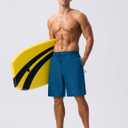 MAGCOMSEN Men's Swim Trunks with Compression Liner 9" Quick Dry Beach Shorts with Zipper Pockets (32, Peacock Blue)