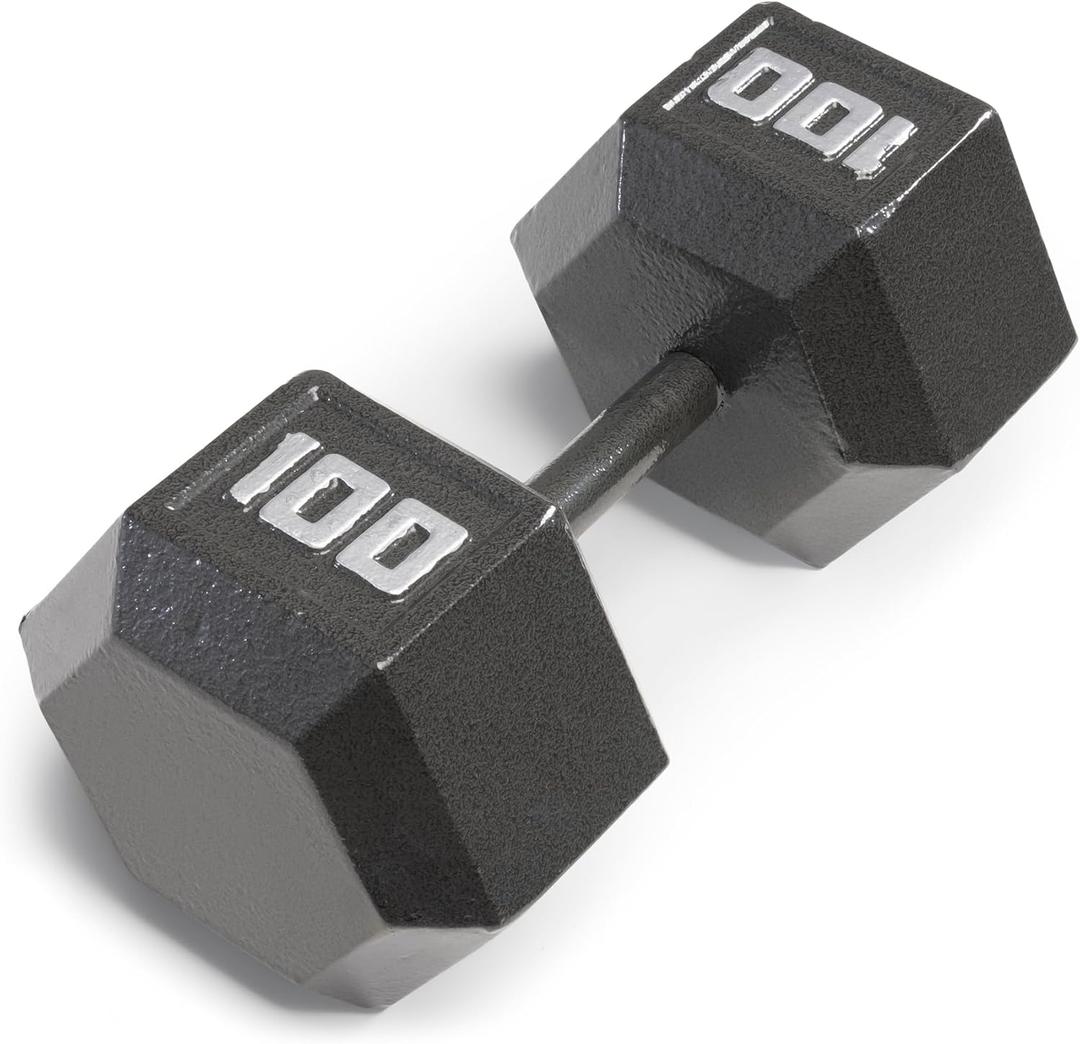 Marcy 100lb Cast Iron Hex Dumbbell, Single, IV-2100, Black, 100lbs