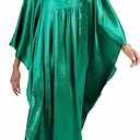 Bsubseach Women's Plus Size Kaftan Dresses Sparkly Glitter V Neck Swimsuit Coverup Beach Maxi Silky Caftans Loungewear (Green)