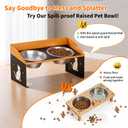 Elevated Cat Bowls with Splash Proof, 12Tilted No Spill Raised Cat Food Water Bowls Set, Stainless Steel Pets Dishes with Adjustable Cute Metal Stand for Indoor Kitten Puppy, Anti-Vomiting