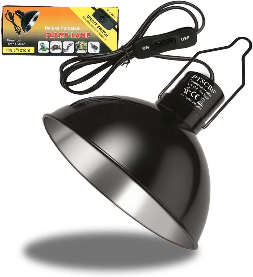 8.5-inch Standard lamp Dome for Reptile Heating Lamps, Object Heat Ceramic Heat emitters, up to 200W for Bearded Dragons Turtles Snakes and Lizards Lamps E26