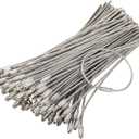 bayite Pack (100) Stainless Steel Wire Keychains Cable, Key Rings, Heavy Duty Luggage Tags Loops Tag Keepers 2mm Twist Barrel (Cable Length: 6 inches)