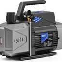 Orion Motor Tech 2 Stage A2L Vacuum Pump, 5 cfm 1/2 hp Two Stage Sparkless Ignition Proof Vacuum Pump for R1234yf R32 R134a R22 R410A with 1.5 Micron Ultimate Vacuum, Auto HVAC Vacuum Pump, 5.0 CFM A2L, Gray
