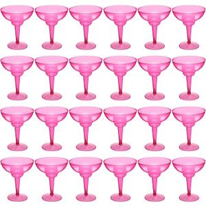 24 Pcs Plastic Margarita Glasses 12 oz Margarita Cups Mexican Theme Party Decorations Martini Glasses Bulk Cocktail Glass for Wedding Mexican Theme Carnivals (Rose Red)