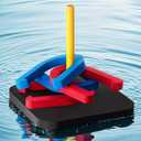 VioraWhite Pool Floating Horseshoe Set Pool Toss Combo Set Includes 4 Horseshoes, 1 Pegs, 1 EVA Mats for Adults Family Beach Swimming Summer Outdoor Party, 7.5 x 6.3 inches