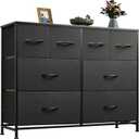 WLIVE Dresser for Bedroom with 8 Drawers, Wide Fabric Dresser for Storage and Organization, Bedroom Dressers, Chest of Drawers for Living Room, Closet, Hallway, Black