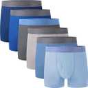 BAMBOO COOL Boys' Boxer Briefs 6-18Y Underwear Moisture-Wicking Lightweight and Ultra Soft 6-Pack, Color: Blue*4,grey*2, Large