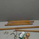 Wood Double Curtain Rod, Boho Decorative Long Dual Curtain Rods for Windows 84 to 120 Inch, 1" Adjustable Heavy Duty Double Rod, Unique Handmade Imitation Wood Grain Leaf Finial Design