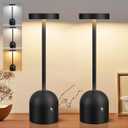2 Pack Cordless Table Lamps, 5000mAh Rechargeable Battery Operated Outdoor Lamp, 3 Color Stepless Dimming Wireless LED Desk Table Light for Dining, Bedroom, Patio, Restaurant, Bar, Cafe(Black)