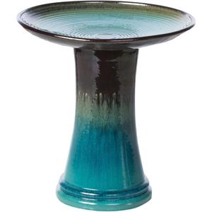 Alfresco Home Atlantis Glazed Ceramic Bird Bath