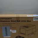 URPOWER Stainless Steel Cat Litter Box with Lid Extra Large Enclosed Litter Box for Cats Non-Sticky Metal Pan with High Sided Enclosure & Scoop, Front & Top Entry, Anti-Leakage, Easy Cleaning (Gray)