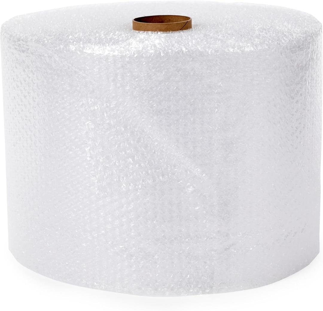 Amazon Basics Bubble Wrap for Moving, Packing, Shipping and Storage, Perforated Protective Cushioning for Fragile Items, 12-inch x 175-ft Long Roll, Small 3/16", Clear