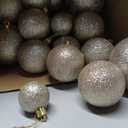 Baderke 36 Pcs 4 Sizes Christmas Ball Ornaments Xmas Christmas Tree Decorations Ball with Hanging Loop and Rope Holiday Party Wreath Home Decor (Champagne,Shinny)