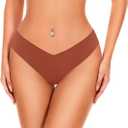 Seamless Thongs For Women V-waisted No Show Thong Seamless Panties Breathable Comfortable Underwear Womens 6-Pack (XL)