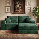 75'' L-Shaped Cloud Modular Sectional Couch with Chaise, Modern Corduroy Memory Foam Sofa Bed, Upholstered Boneless Deep Seat Fluffy Sleeper Sofa, for Living Room, No Assembly Needed (Green)