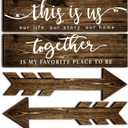 Jetec 4 Pcs Wooden Arrow Wall Decor This Is Us Our Life Rustic Family Signs for Home Wall Decor Home Wooden Hanging Sign for Farmhouse Living Room, 15 x 4 x 0.2 Inch(Brown)