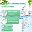 Yinkin 6 Pcs Wavy Glass Straw Reusable Curved Silly Glass Straws Shatter Resistant with 2 Cleaning Brushes Clear High Borosilicate Glass Straws for Kids Adults Smoothies Juice (Clear, 8 Inch)