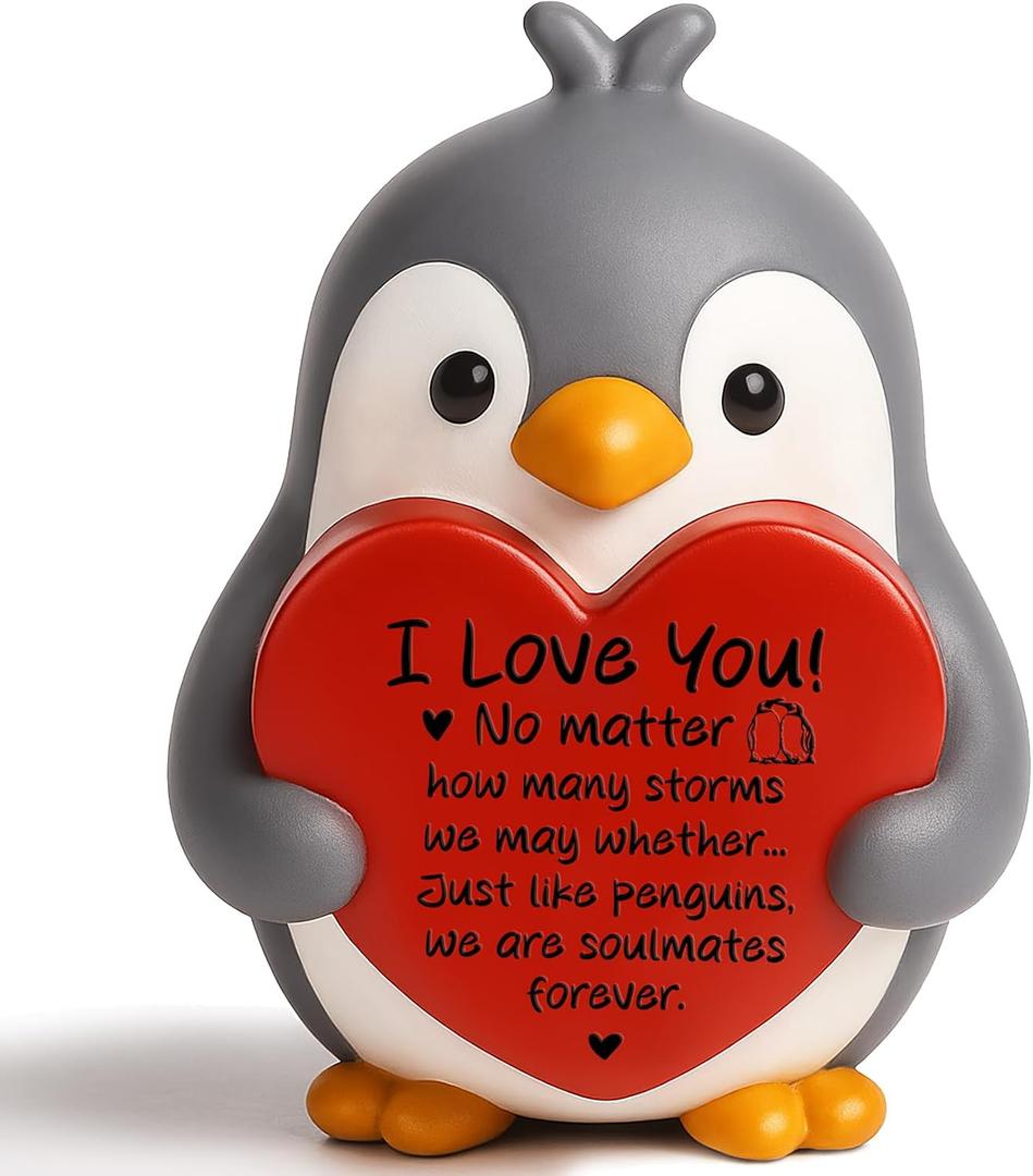 Jettryran Birthday Valentines Day Husband Wife Gifts for Him Her Boyfriend Girlfriend I Love You for Women Men Couple Penguin Figurine Valentines Decorations Easter Romantic Gift for Fiance