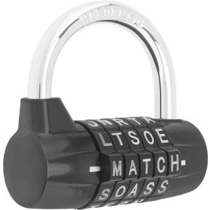Gym Locker Lock 5 Letter Word Lock Safety Padlock Combination Lock for School Gym Locker,Sports Locker,Fence,Toolbox,Case,Hasp Storage (1, Black)