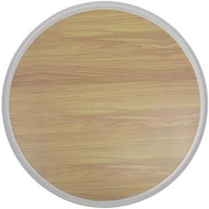 HUBERT Round Faux Light Wood Melamine Tray with White Border - 16"D
