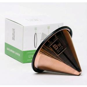 Barista Warrior Reusable Cone Coffee Filter - Stainless Steel Pour Over for Chemex, Hario V60 & Drippers, Eco-Friendly Metal Mesh, Easy to Clean - Copper