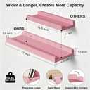 Love-KANKEI Floating Shelves Wall Mounted Set of 2, 17 Inch Rustic Wood Wall Shelves for Storage, Bedroom Living Room Bathroom Kitchen Office and More Pink