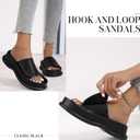 Putu Women's Platform Slide Sandals Open Toe Sandals Comfort Slides Slip On Black Size 9 (Black)