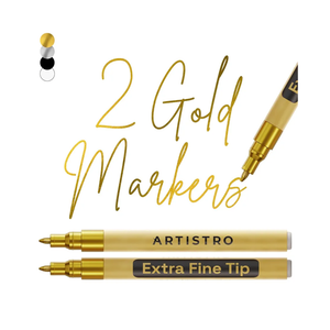 ARTISTRO 2 Gold Acrylic Paint Markers - 0.7mm Extra Fine-Tip Paint Pens - Perfect for Crafting, Art Projects, & More