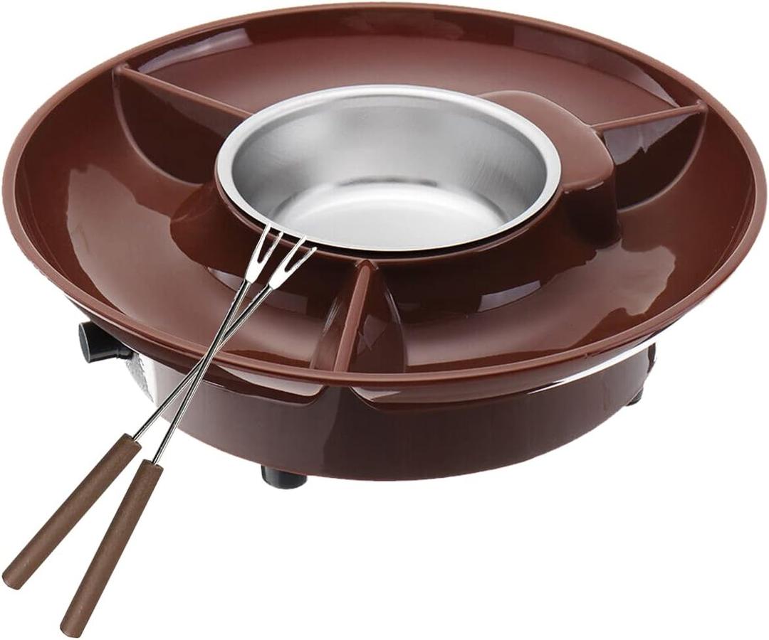 US Chocolate Fondue Pot Set Chocolate Melting Pot Electric Chocolate Fondue Maker with Serving Tray and Forks Detachable Chocolate Fondue Maker Reusable Chocolate and Cheese Fondue for Party Wedding