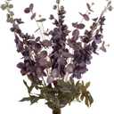 IPOPU Plum Delphinium Artificial Flowers Combo Burgundy Eucalyptus Stems 5PCS 34" Long Stem Artificial Flowers for Tall Vase for Wedding Centerpieces Home Table Party Fall Decor (Plum&Burgundy)