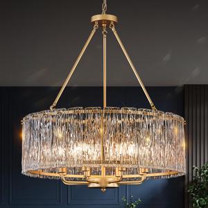 CATINER Modern 24.4" Crystal Glass Chandelier 8-Light Gold Chandeliers