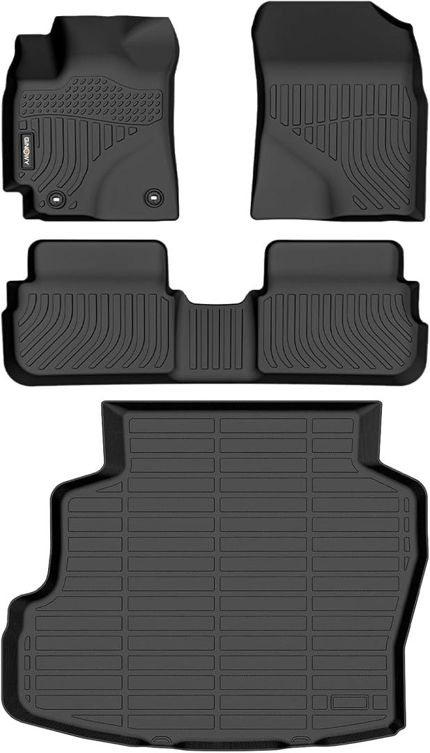 GINOWY-Floor Mats & Cargo Liner Set for Toyota Corolla 2009-2013, All Weather Mats Cargo Trunk Mat Waterproof Car Mats for Toyota Corolla Accessories Custom Fit