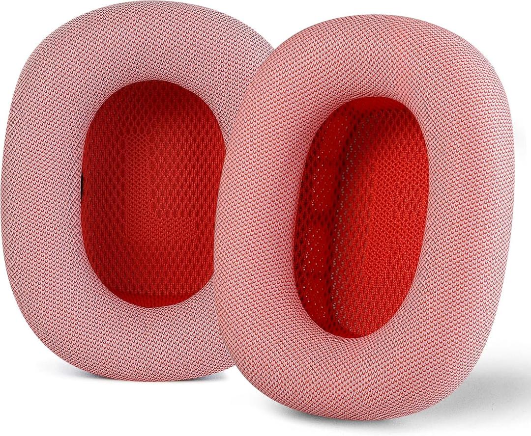 Replacement Ear Pads for Airpods Max Headphones, Earpads Cushions with Noise Cancelling Foam, Soft Protein Skin Fabric, Red